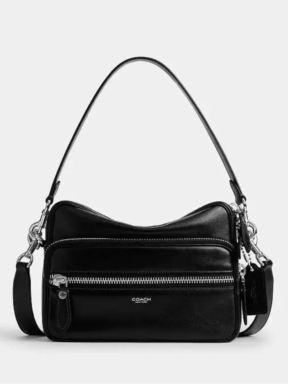 Coach Dakota Crossbody Bag with 2 Straps Silver/Black Smooth Leather CDS83 NWT
